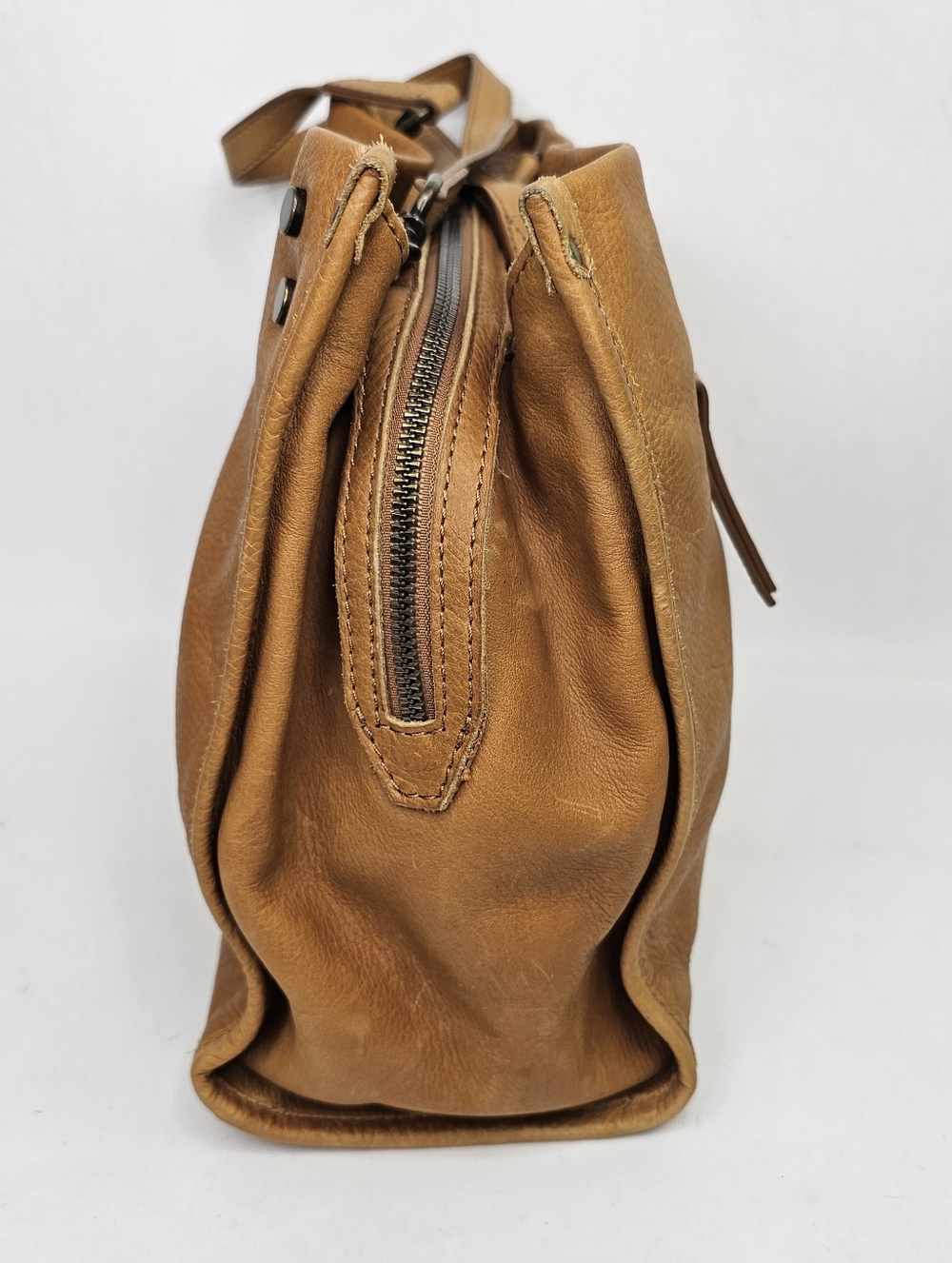 American Leather Co. Lenox Triple Entry Satchel Cafe Latte - Picture 5 of 13